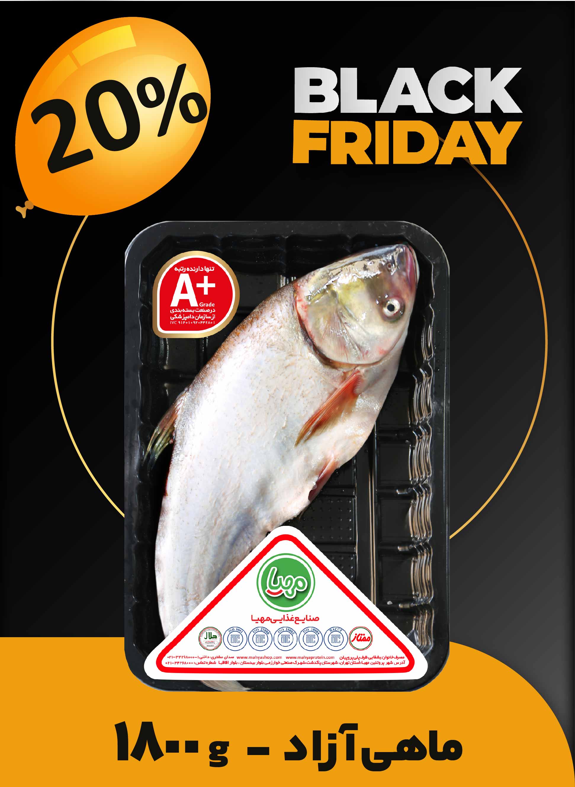 ماهی آزاد شکم خالی تازه 1800 گرم مهیا 